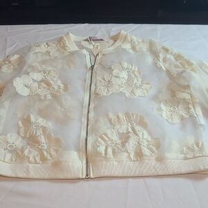 Floral  Choklate Sheer Bomber Jacket Sz.M